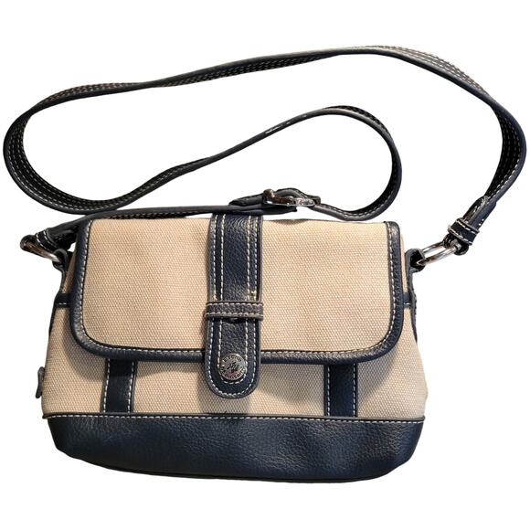 Stone Mountain Canvas and Navy Crossbody Purse Adjustable Strap 9 x 6 x 2.5 - Picture 1 of 7